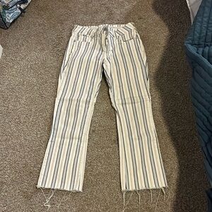 Anthropologie striped hi rise boot cut jeans